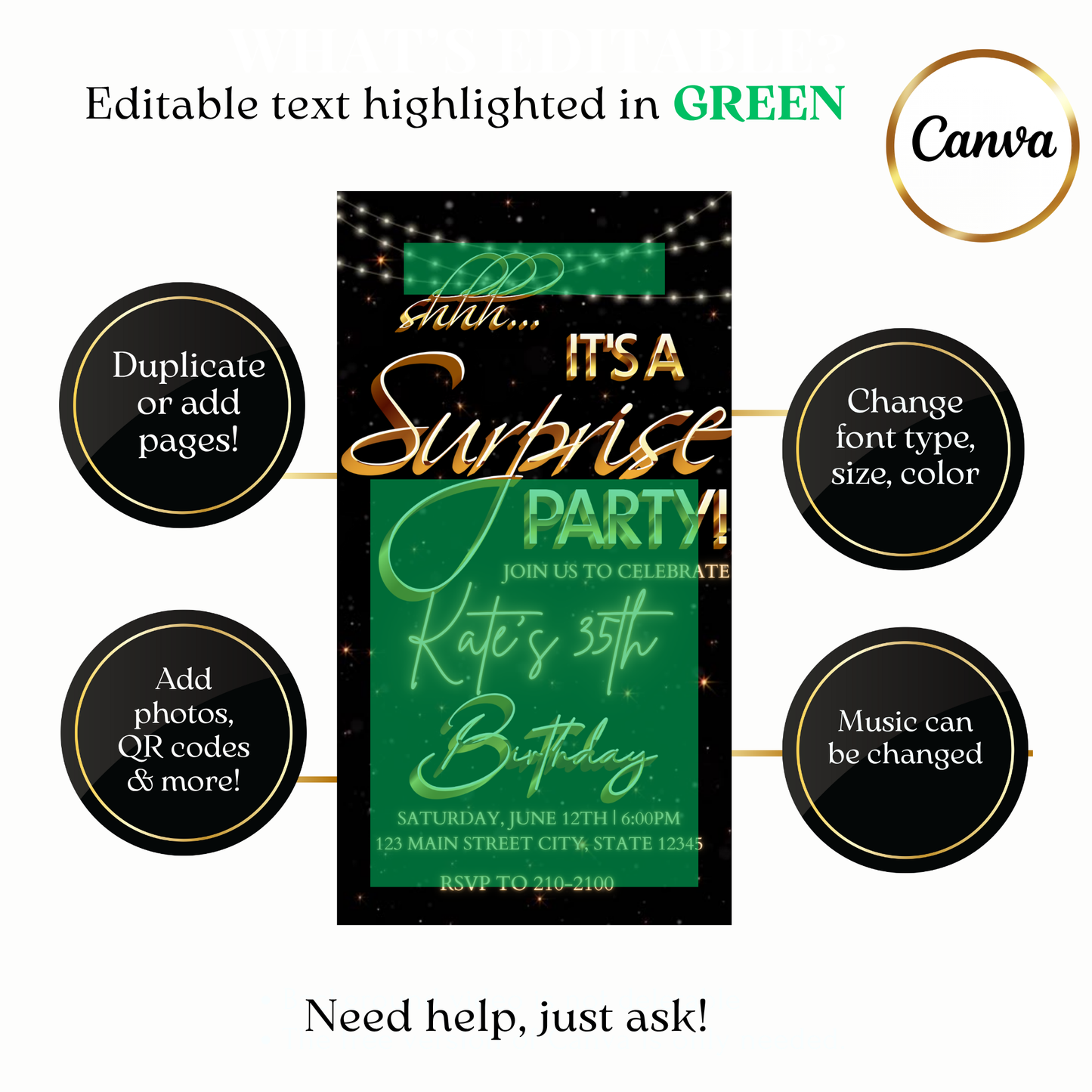 Animated Glam Night Surprise Digital Video Invitation Evite