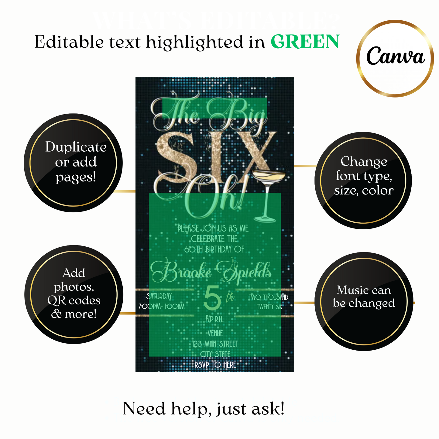 The Big Six Oh! Video Invitation | Digital 60th Milestone Invite | Editable Online Party Template