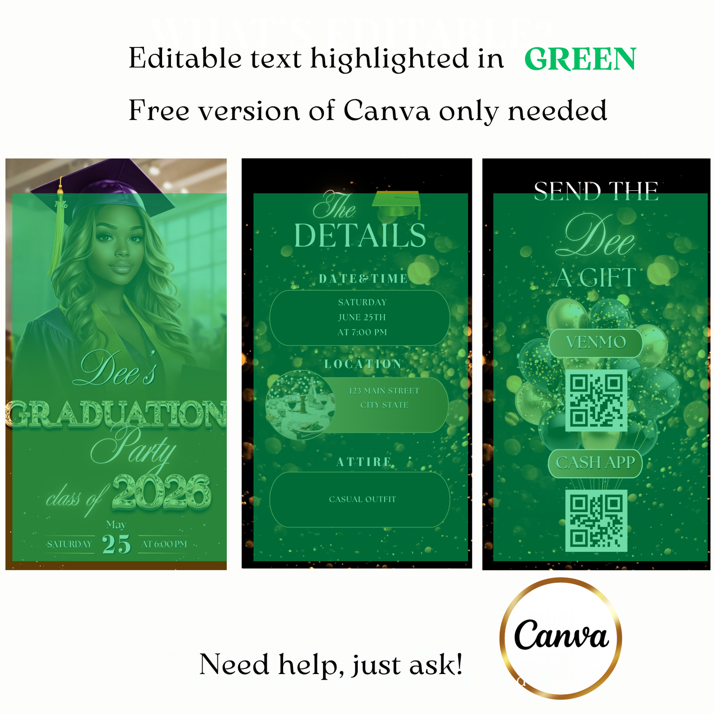 Animated Gold Graduation Party Video Invitation – Class of 2026 Celebration Evite