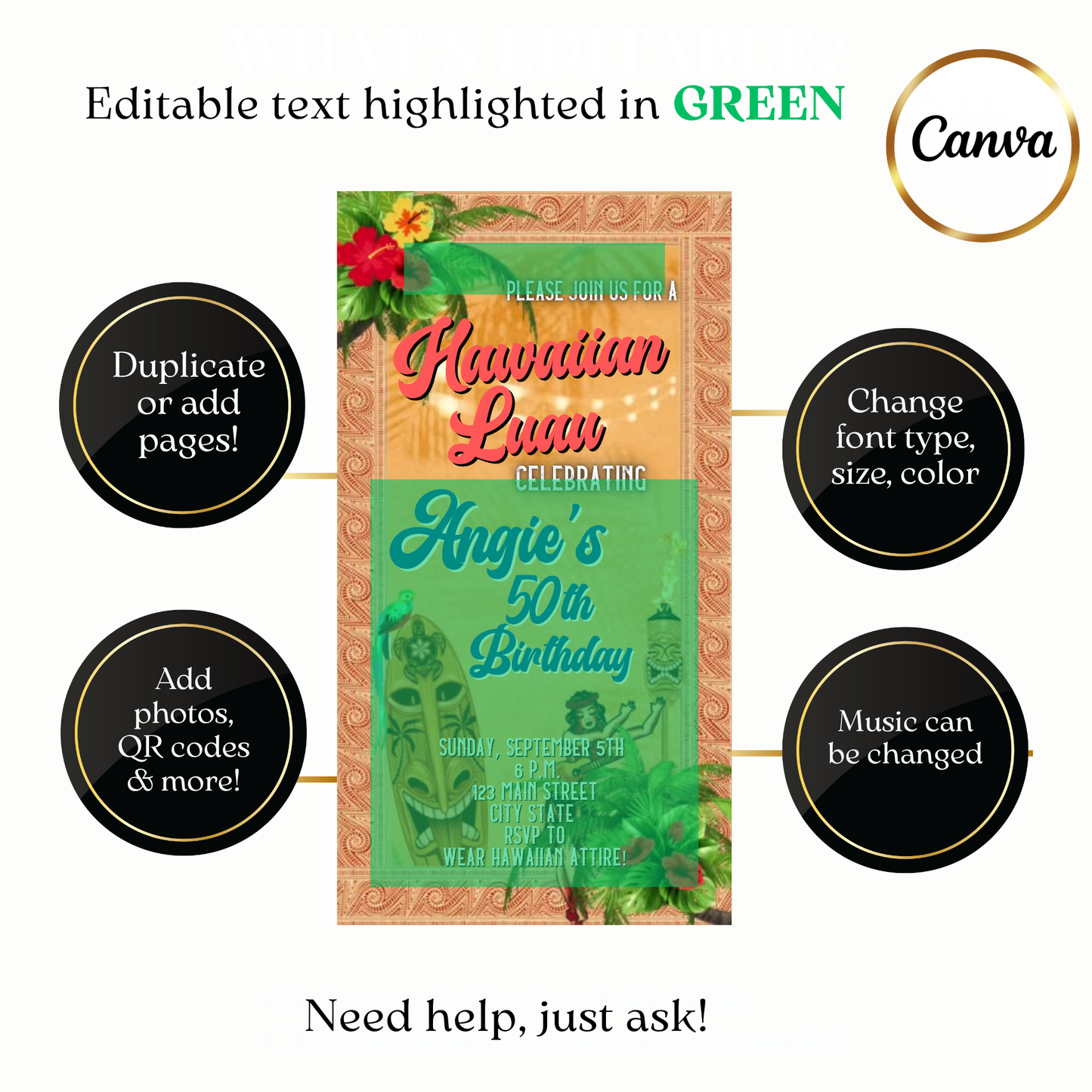 Classic Hawaiian Luau Video Invitation with Music