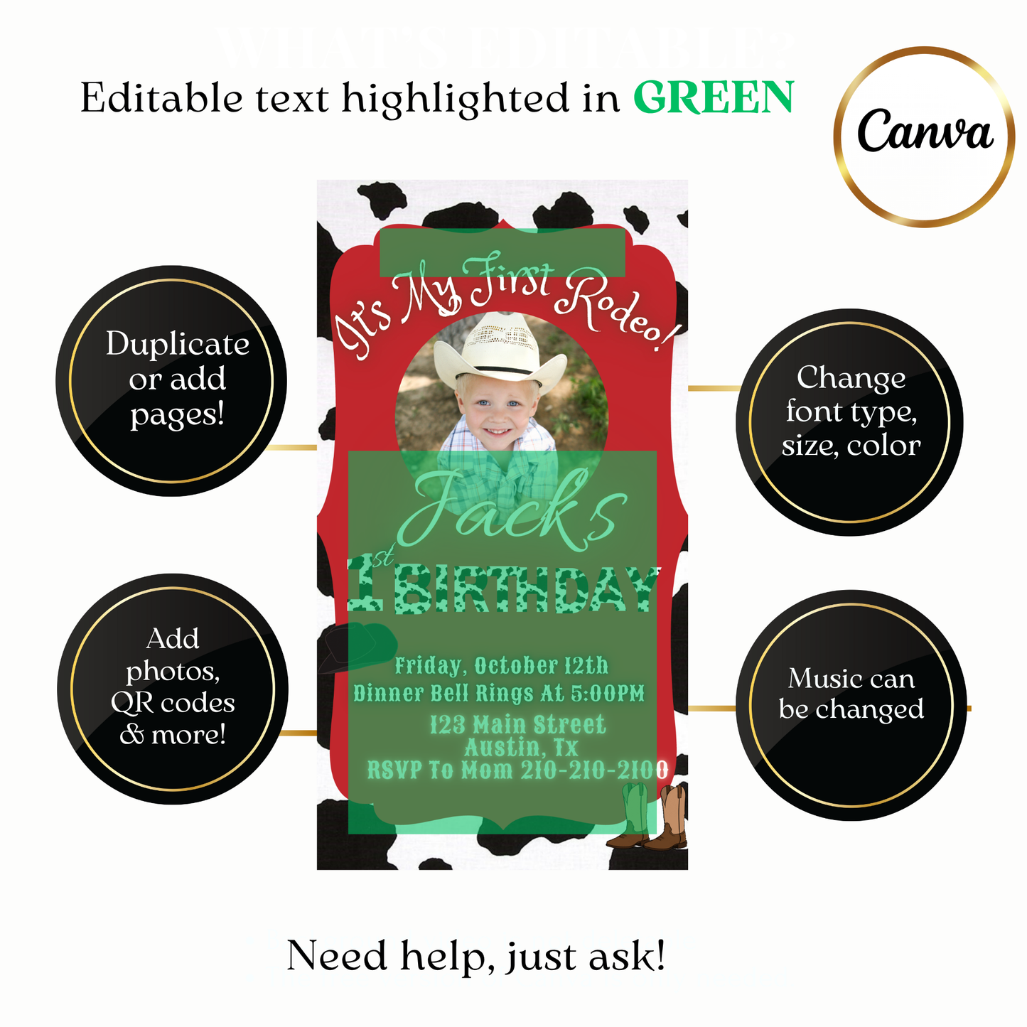 First event western video invite customizable online