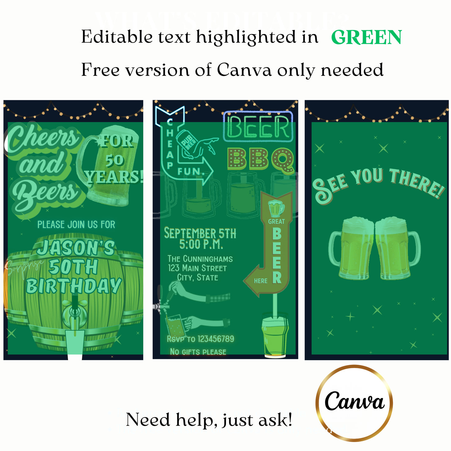 Animated Cheers and Beers 50th Birthday Video Invitation – Beer Themed Surprise Party Evite Evite