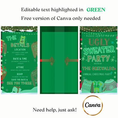 Digital holiday ugly sweater party video invite
