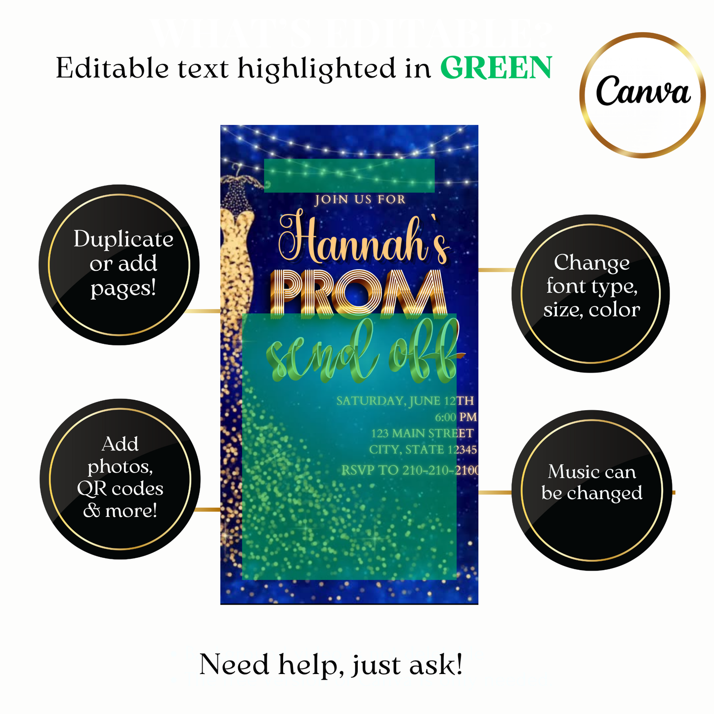 Elegant prom night video invite customizable online