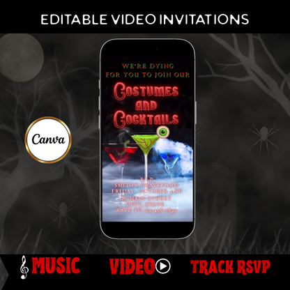 Halloween Video Invitation | Animated Halloween Digital Evite | Editable Canva Invite Template