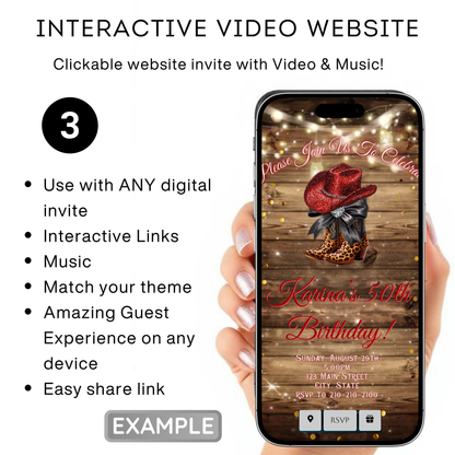 Boots and Bling Video Invitation | Rustic Western Theme Digital Evite | Editable Canva Template