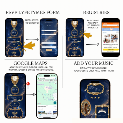Navy and Gold Website Invitation with RSVP tracking