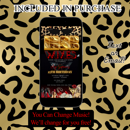 Mob Wife Video | Invitation Glam Mafia Party Invite | Canva Template