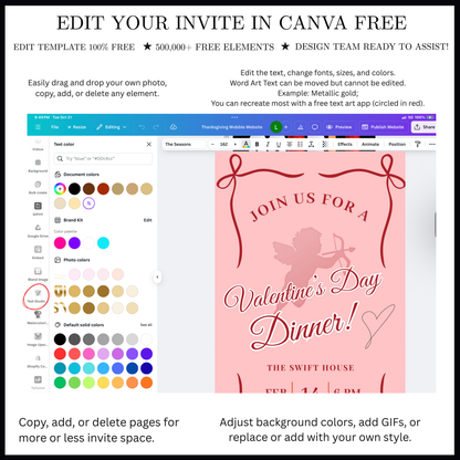Valentines Party Video Invitation | Digital Galentines Day Animated Invite | Editable Canva Evite Template