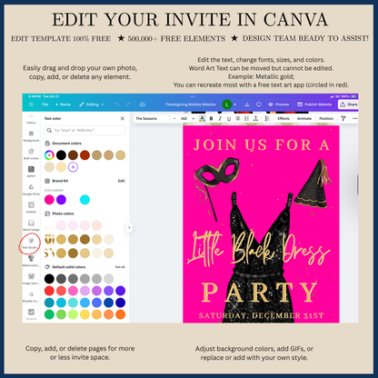Little Black Dress Video Invitation | Mobile Prom Sendoff Animated Invite | Canva Video Evite Template