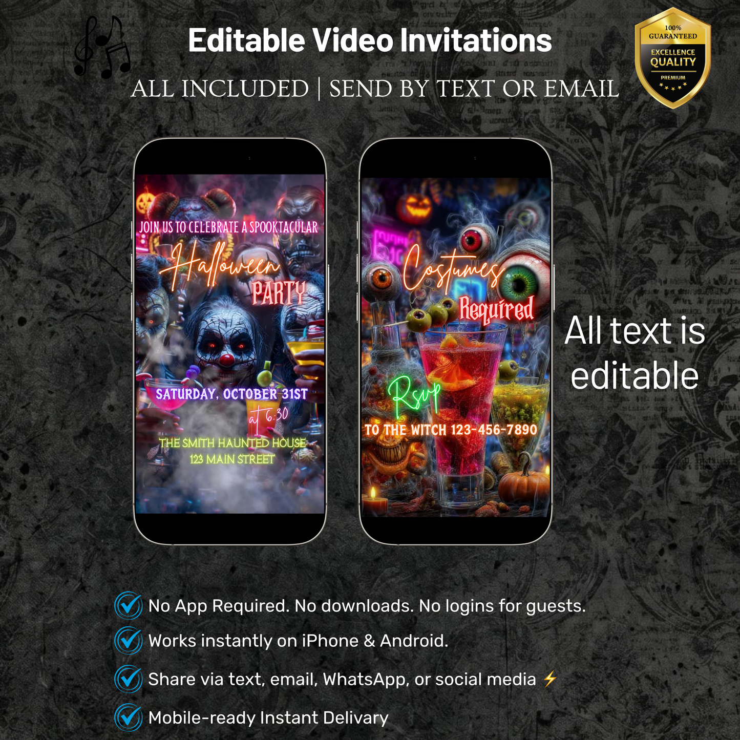 Halloween Video Invitation | Monster Animated Invite | Editable Halloween Bad and boozy Mobile Evite