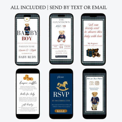 Baby Shower Invitation Website | Animated Classic Polo Baby Shower Invite with Rsvp tracking