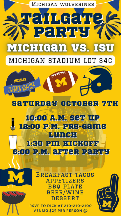 Blue and maize Michigan video invite customizable