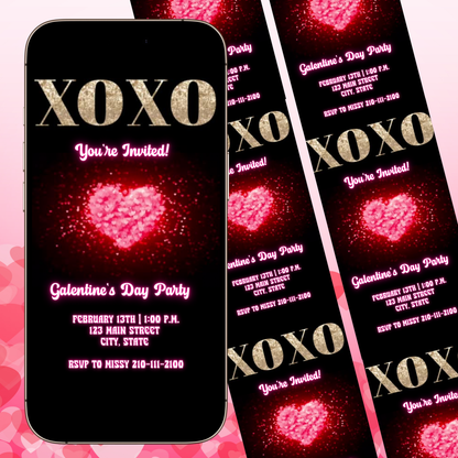Valentines Day Party Video Invitation | Digital Galentines Animated Invite | Editable Canva Evite Template