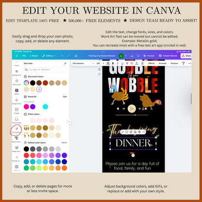 Funny Thanksgiving Invite Website with RSVP tracking, Animated Friendsgiving Dinner Invite Website Template