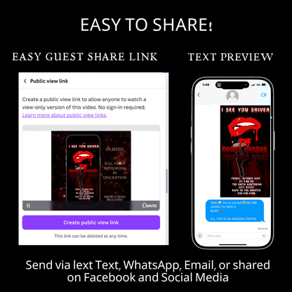 Halloween-Videoeinladung, animierte Einladung zur Rocky Horror Picture Show, bearbeitbare mobile Halloween-Party-Einladung