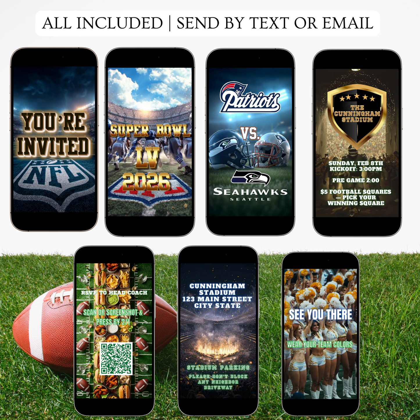 Super Bowl Video Invitation | Super Bowl LV Party Digital Evite | Football Canva Template