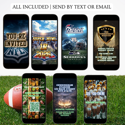 Super Bowl Video Invitation | Super Bowl LV Party Digital Evite | Football Canva Template