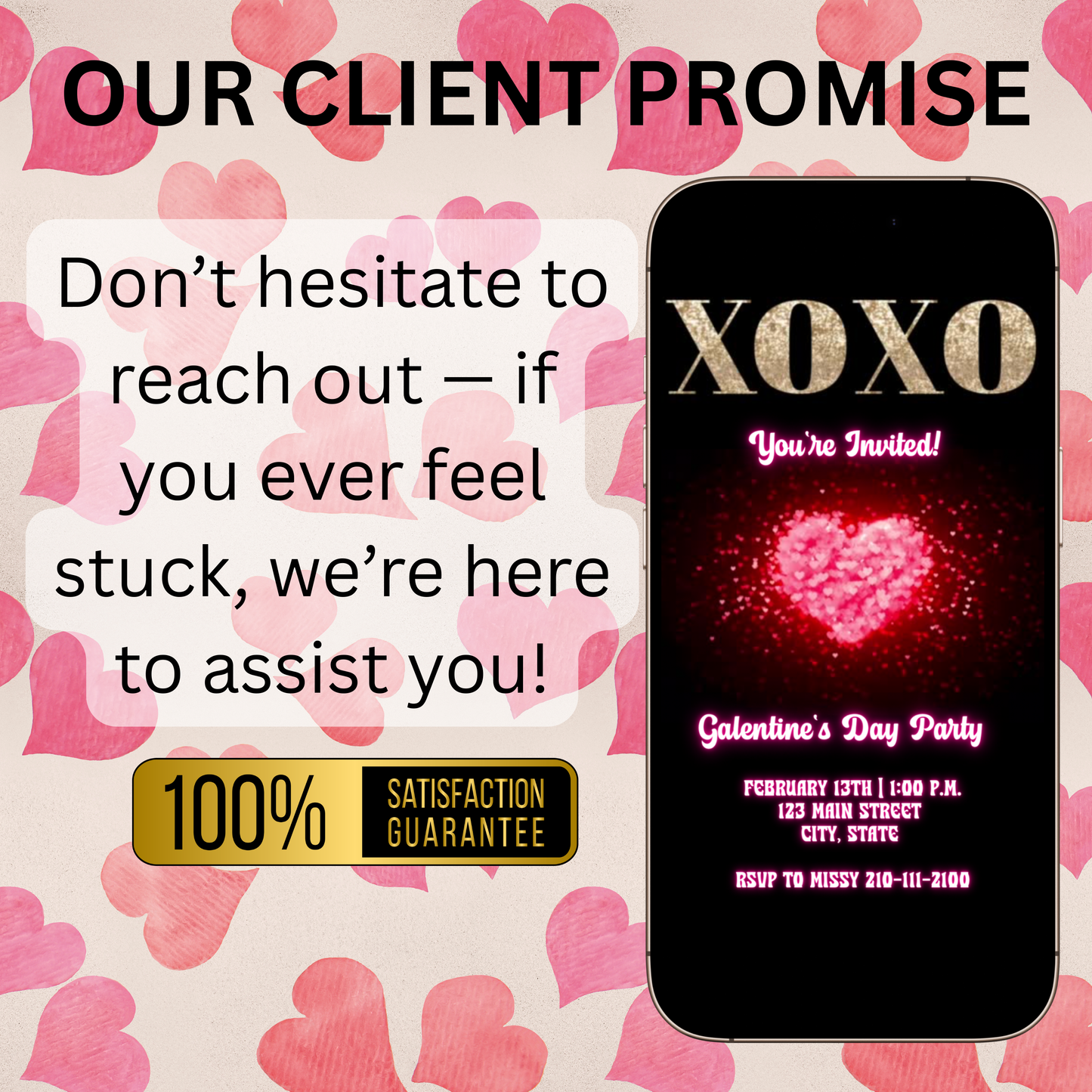 Valentines Day Party Video Invitation | Digital Galentines Animated Invite | Editable Canva Evite Template