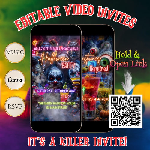Halloween Video Invitation | Monster Animated Invite | Editable Halloween Bad and boozy Mobile Evite