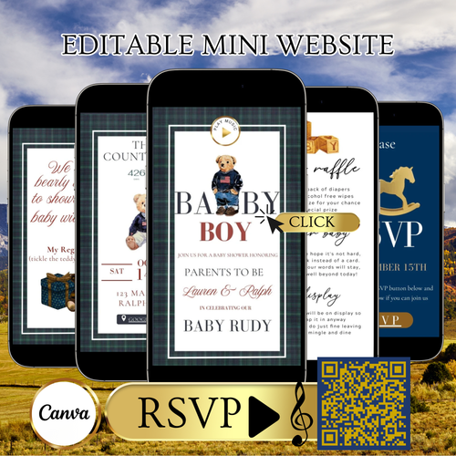 Polo Bear Baby Shower Invitation Website | Animated Baby Shower Invite with Rsvp tracking