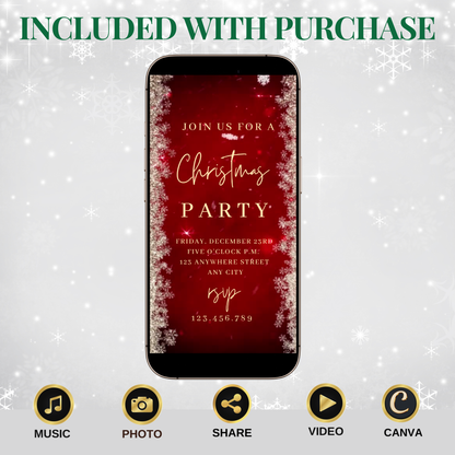 Editable Snowflake Video Invitation Template | Mobile Animated Christmas Invite | Canva Evite Download – Hostessy