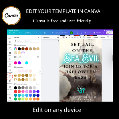 Halloween-Videoeinladung, animierte Einladung mit Geisterschiff-Motiv, bearbeitbare mobile Halloween-Party-Einladung