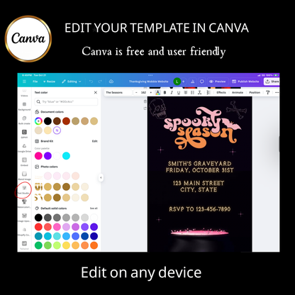 Halloween Video Invitation | Animated Pink Spooky Digital Evite | Editable Canva Invite Template
