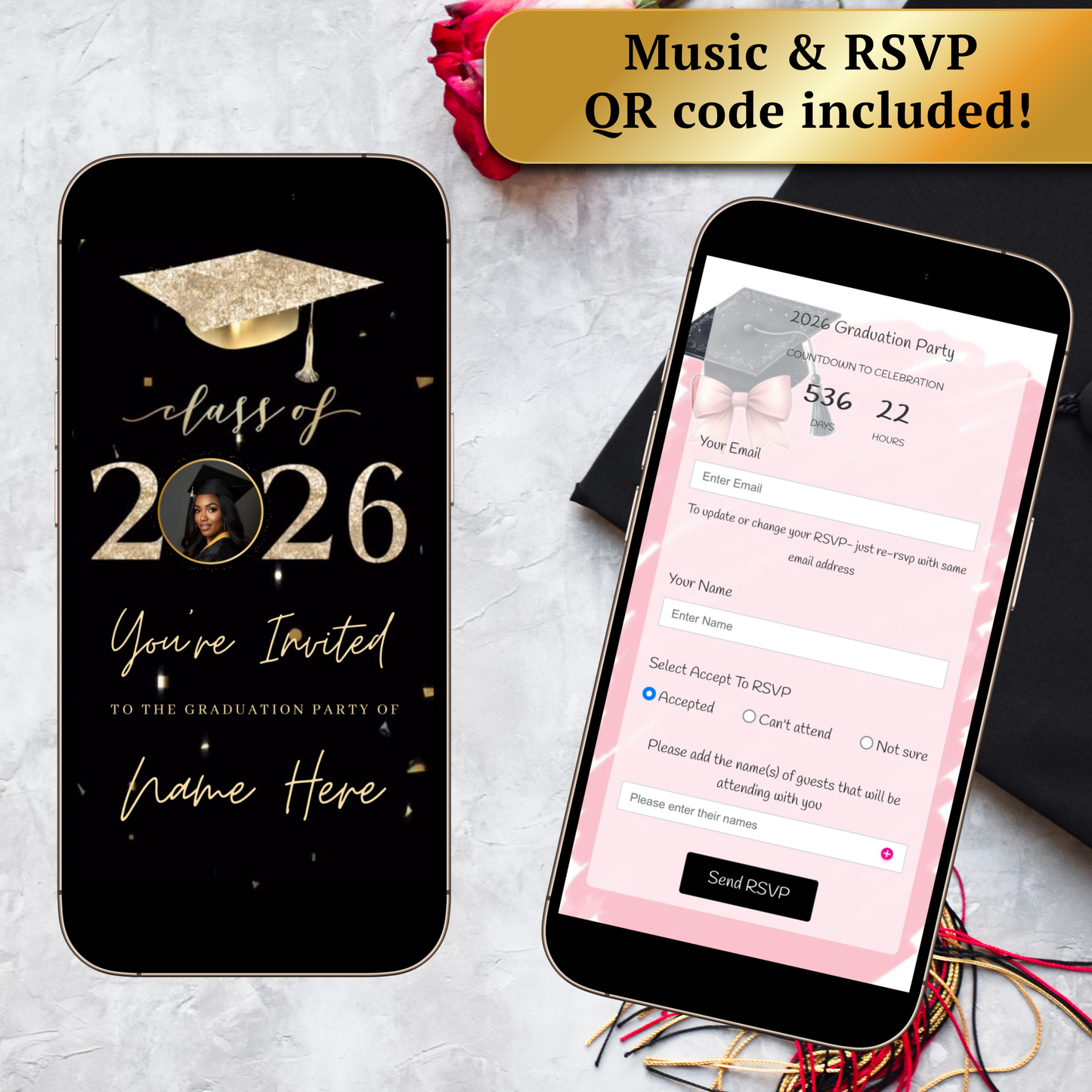 2026 Graduation Party Video Invitation | Digital Graduation Invite | Editable Online Canva Template