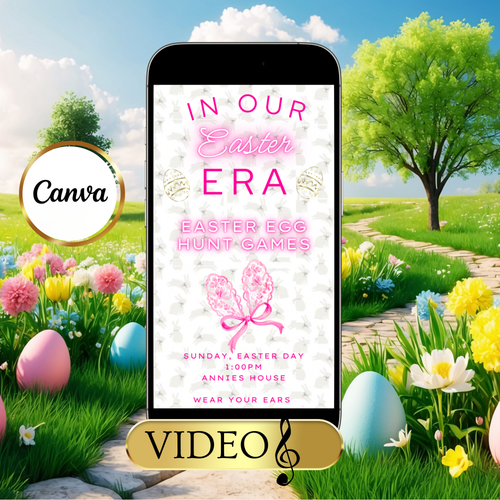 Easter Video Invitation, In my Easter Era Animated Invite, Digital Canva Template