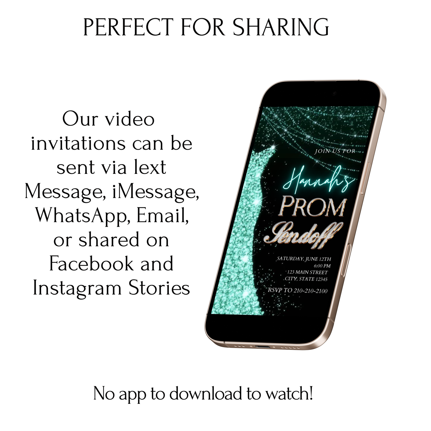 Turquoise Prom Send Off Video Invitation – Editable Canva Animated Invite