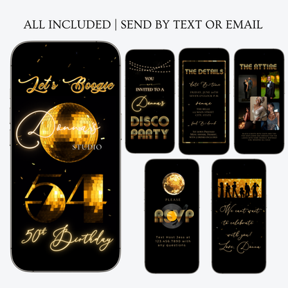 Studio 54 Disco Video Invitation - Disco Ball Studio 54 Birthday Invite