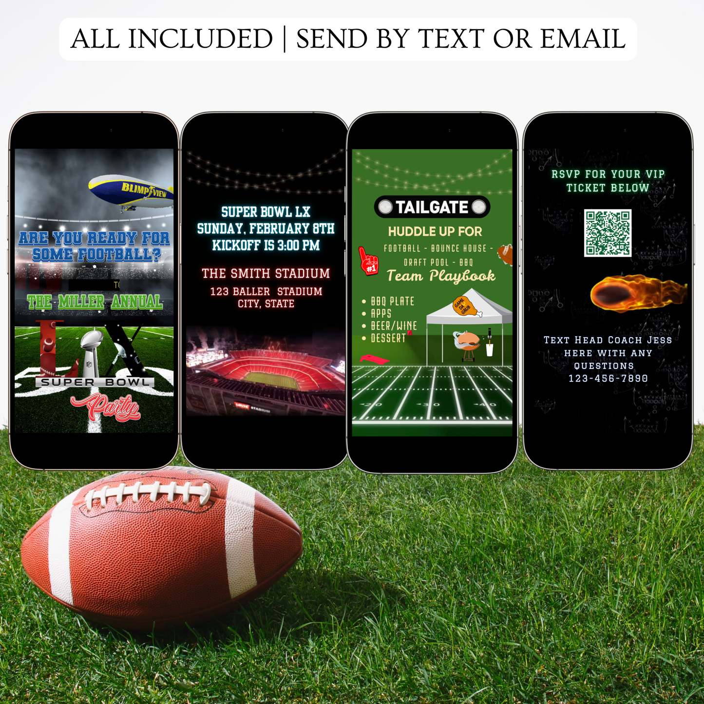 Super Bowl Party Video Invitation | Digital Football Canva Template