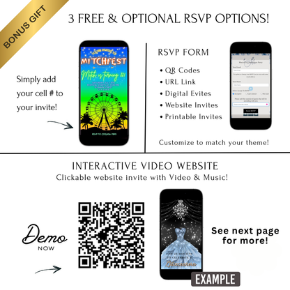 Music Festival Video Invite | Coachella Editable Evite | Animated Ferris Wheel Template