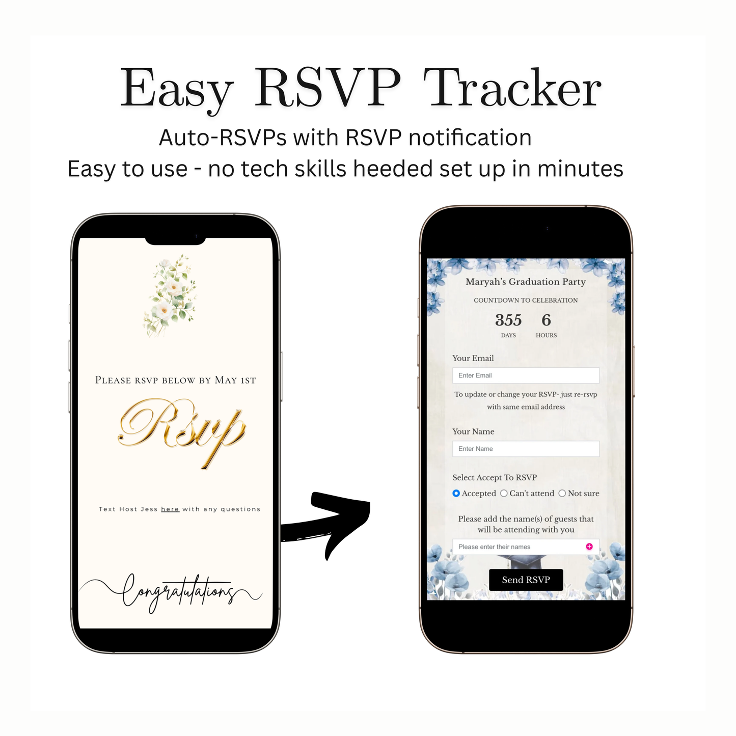 2026 Graduation Website Invitation | Canva Website RSVP Template with Music | Spring Floral for her