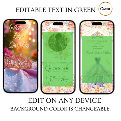 Pink Quinceanera Video Invite | Spring Sweet 15 Quince Invite | Editable Canva Evite Template