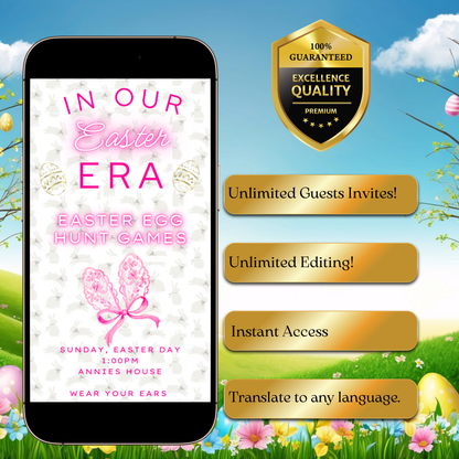 Easter Video Invitation, In my Easter Era Animated Invite, Digital Canva Template