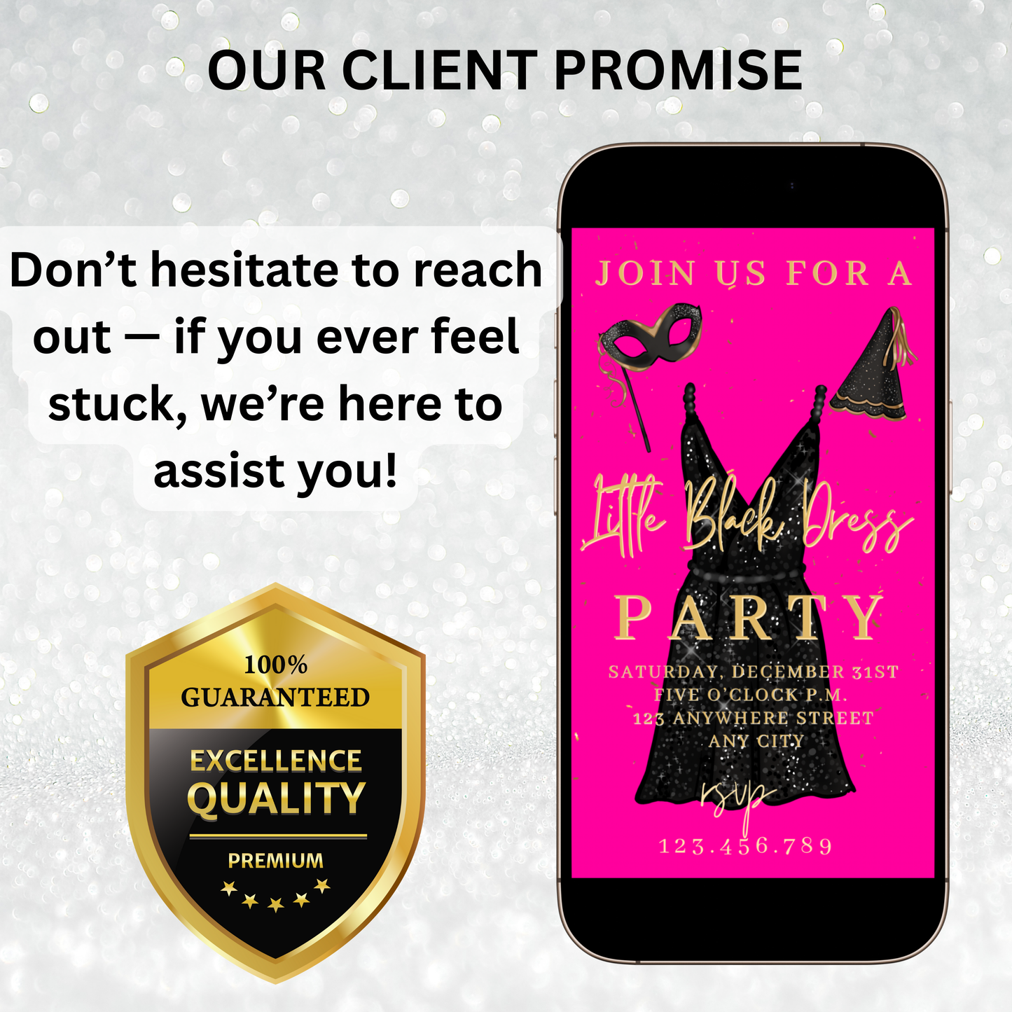 Little Black Dress Video Invitation | Mobile Prom Sendoff Animated Invite | Canva Video Evite Template