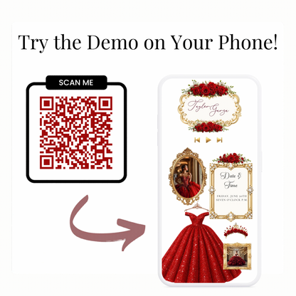 Red and Gold Quinceanera Website Invitation with RSVP tracking