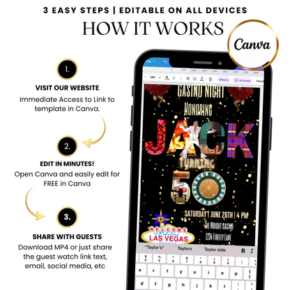Las Vegas Casino Night Video Invitation with Music
