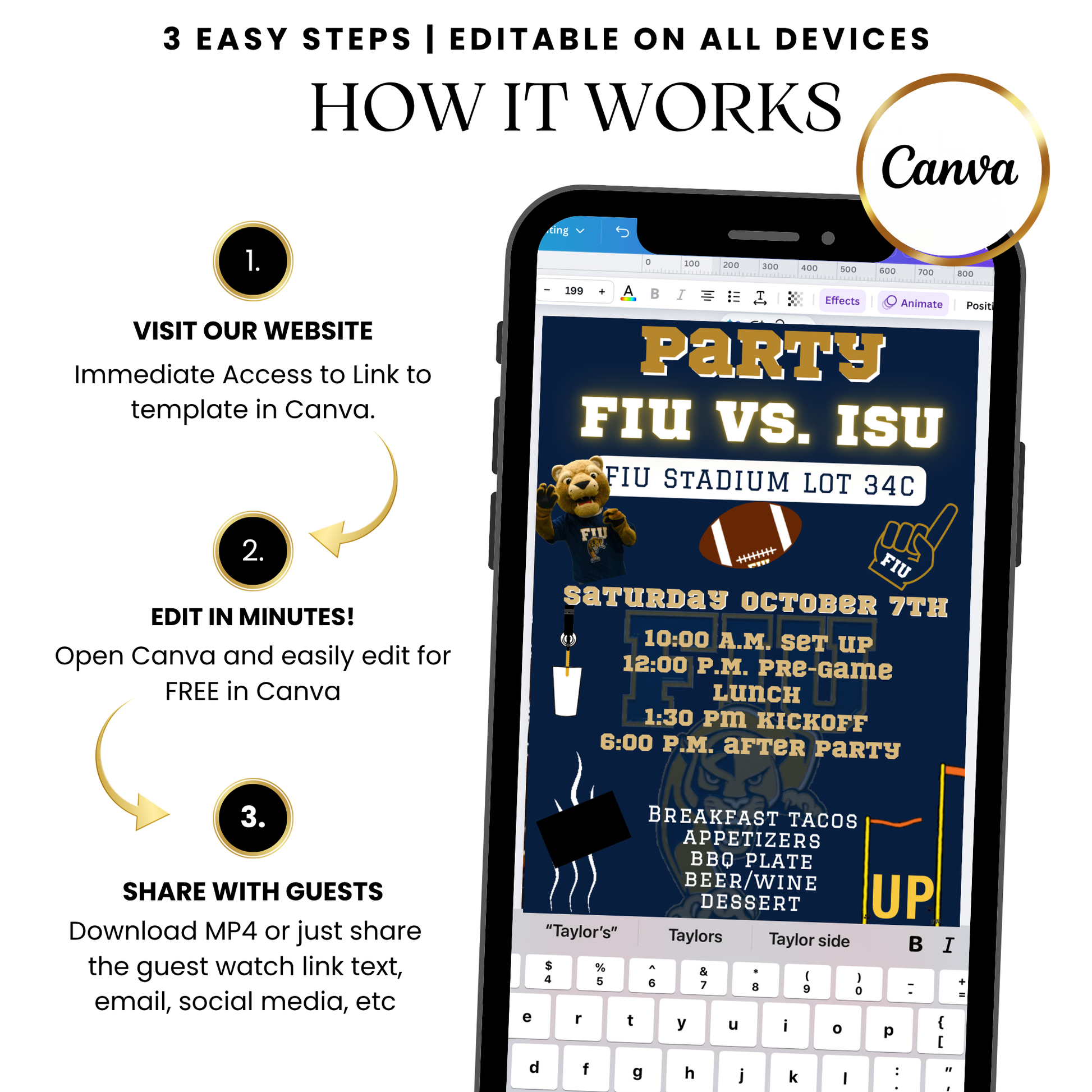 FIU football party digital video invitation online
