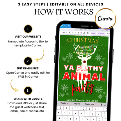Editable Filthy Animal MP4 invitation template with humorous accents