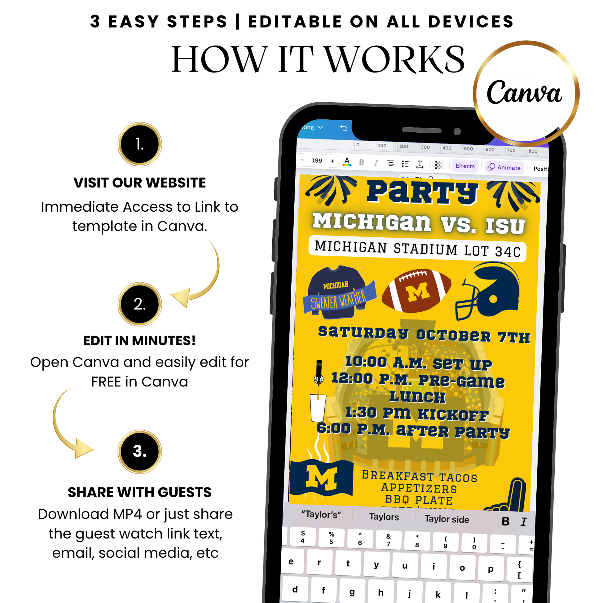 University of Michigan tailgate video invitation template