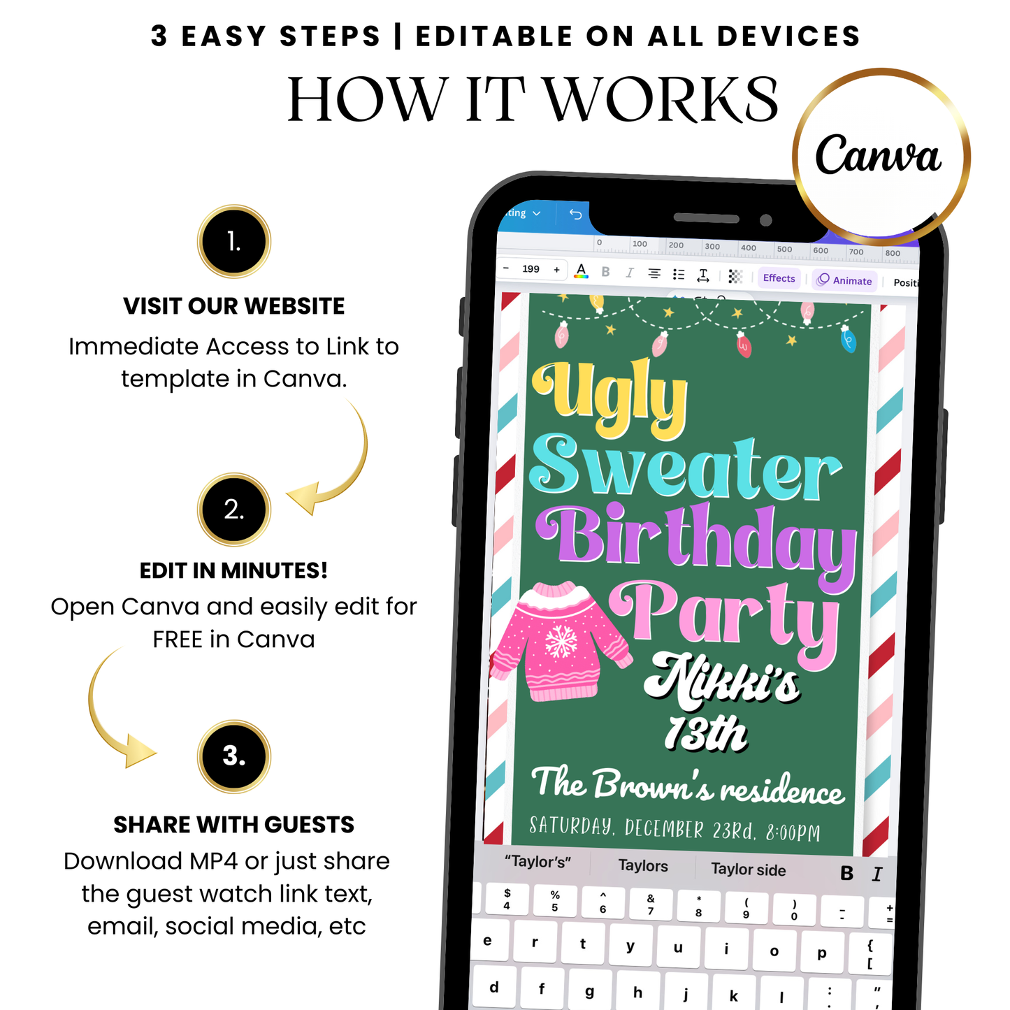 Teen Ugly Sweater Bash digital invitation shared on social media