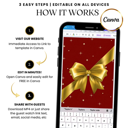 Flying gift box video invitation template red