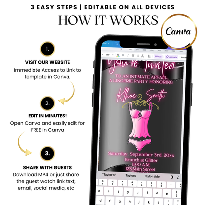 Glam Pink Lingerie Video Invitation with Music