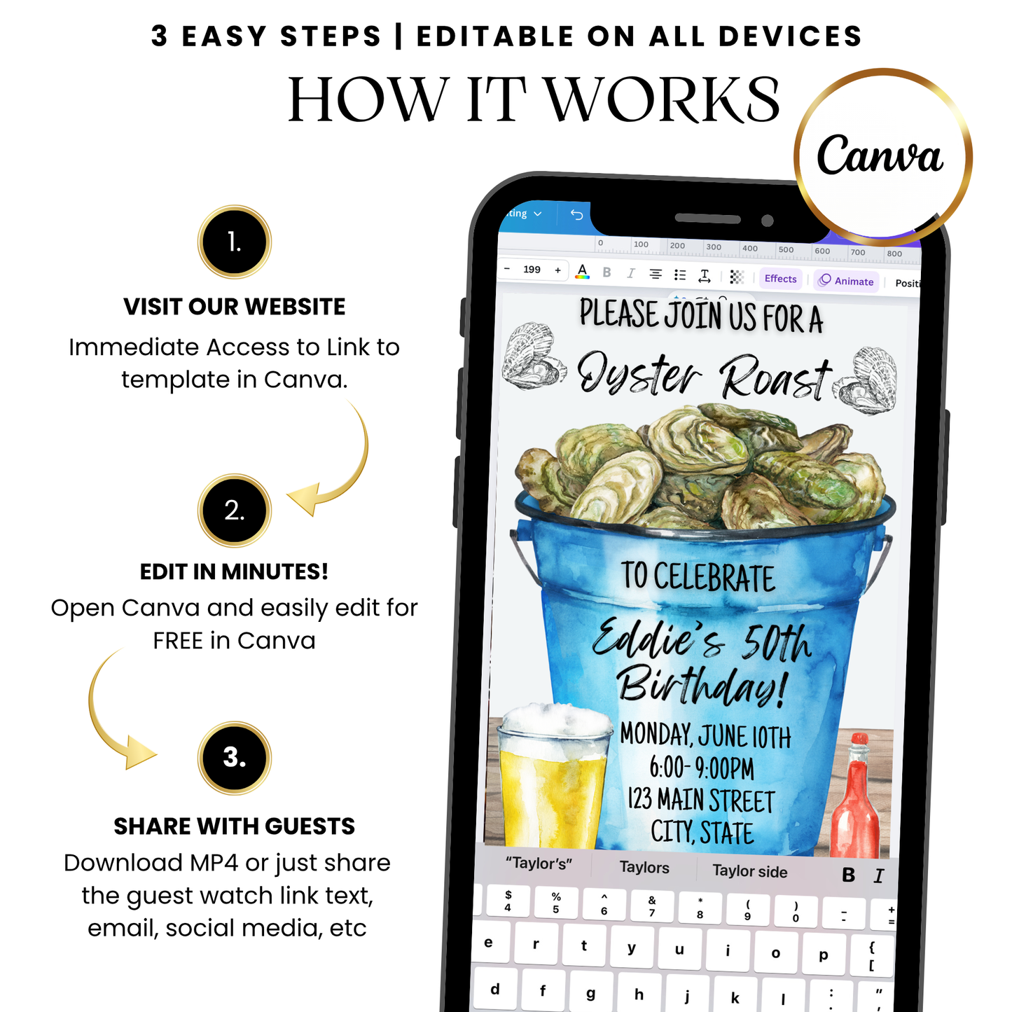 Coastal Seafood Boil Video Invitation with Music