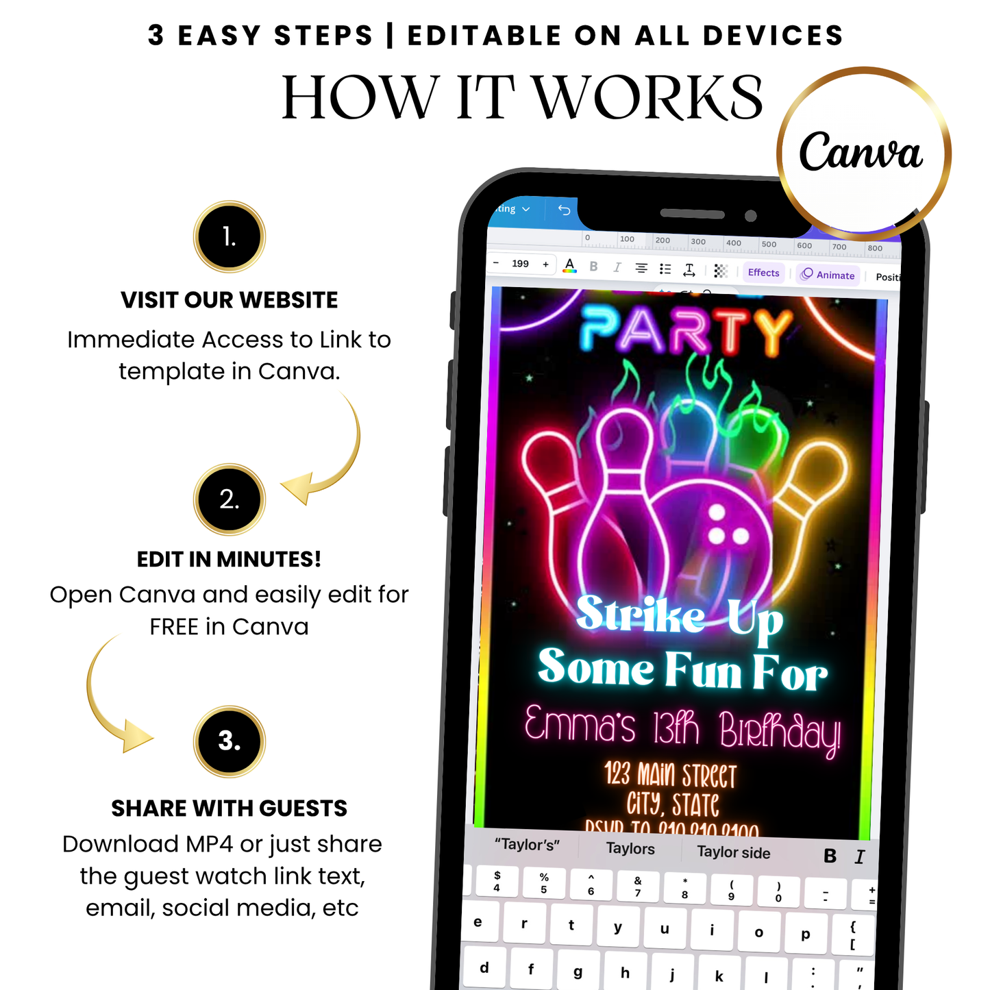 Kids or Teens Birthday Evite MP4 Invite