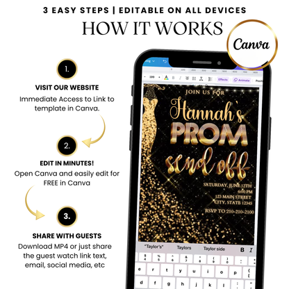 String lights prom party video invitation template