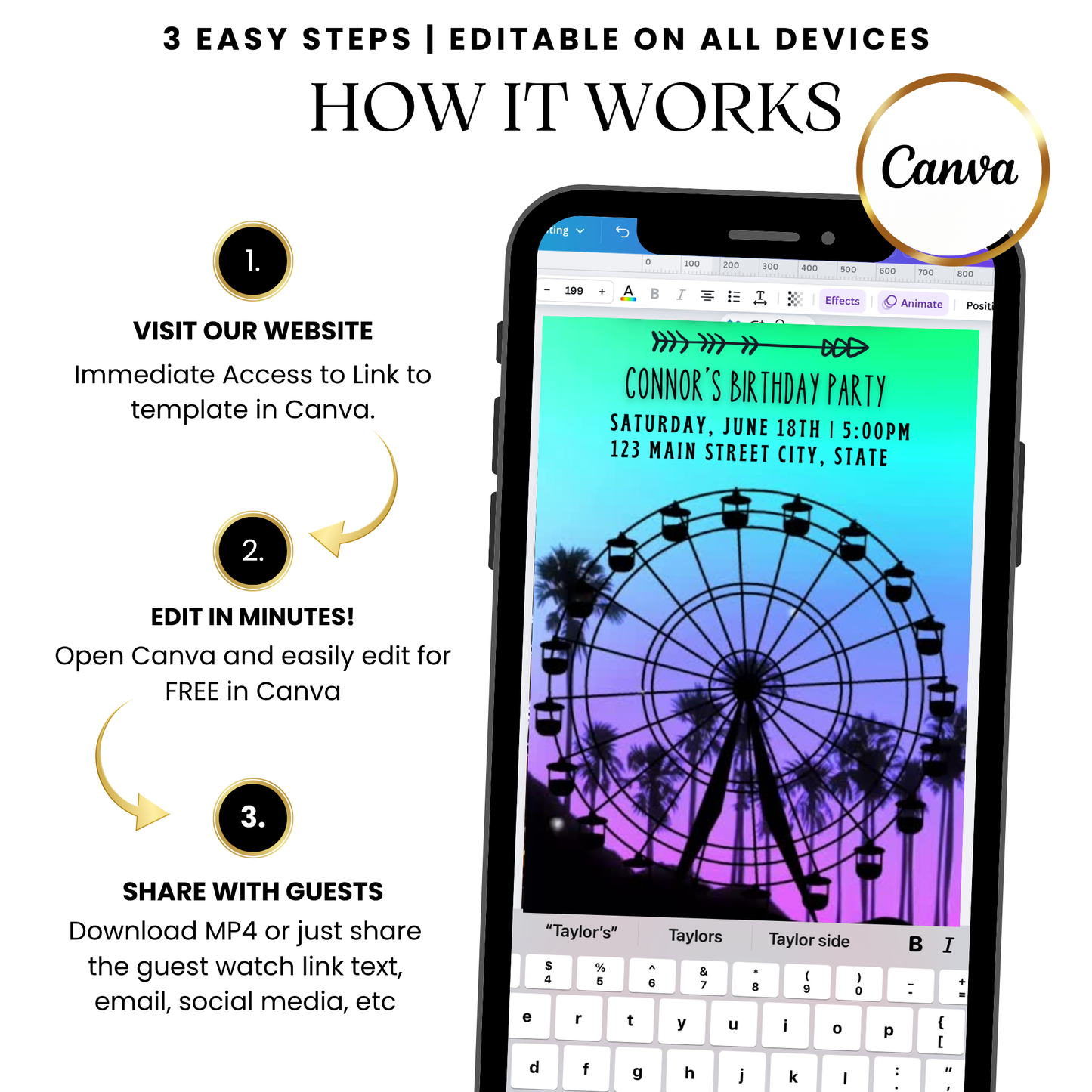 Collinfest carnival video invitation with ferris wheel